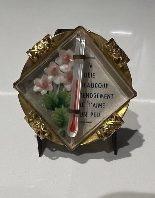 Très Rare Broche ancienne Inclusion - « Thermomètre Des Sentiments » - Bronze - Photo 1/2