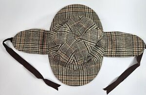 Vintage Christy's of London Plaid Tweed Brown Hat Ribbon Tie Sides 
