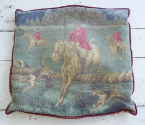 Vintage Handmade Equestrian Tapestry Pillow Cover~14x16 - Picture 1 of 3
