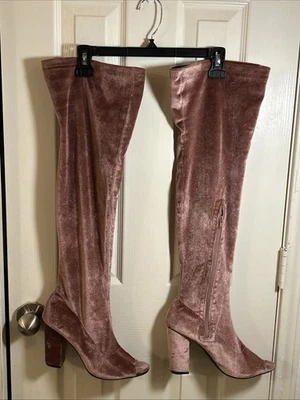 Yoki над колена ботинки бедра высоты эластичной высокий каблук сексуальные ботинки 11 розовый - Изображение 1 из 4