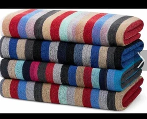 Ben Kaufman Cotton Velour Oversized Beach Towels 30x60 Luxury Striped 4 Pack - Picture 1 of 6