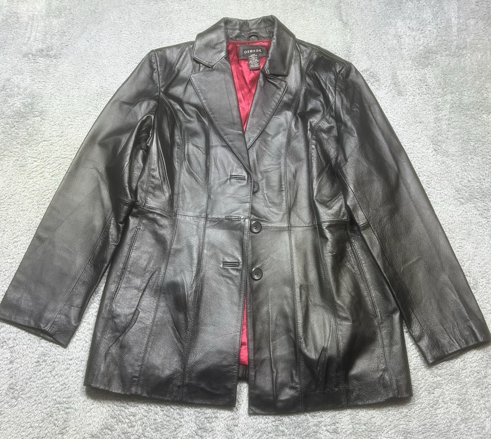 George Blazer женщин L черный Streetwear мотоциклиста кожаная куртка винтажный * пятна - Изображение 1 из 4