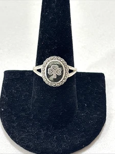 Signierter Solvar Sterling 925 Markasit Connemara irisches Kleeblatt Ring Gr. 8,75 - Bild 1 von 6