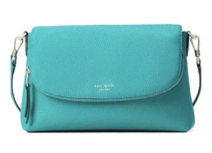 KATE SPADE Polly Convertible Crossbody Flap Turquoise Teal FIJIGREEN HANDBAG NWT - Picture 1 of 4