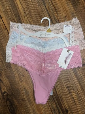 Jessica Simpson Paquete de 5 Tangas S Pasteles Nuevo con Etiquetas Hermoso Suave Sedoso Sexy Foto 1 de 4