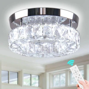 Dimmable Modern Crystal Chandeliers LED Ceiling Light with Remote Flush Mount... - Picture 1 of 9