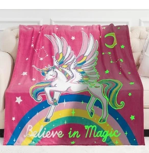 Unicorn Gifts Toys for Kids Girls Glow in the Dark Blanket Age 1-13.. - Picture 1 of 3