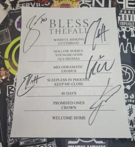 Rare! BLESSTHEFALL Setlist Set List Signed Autographed by Original Band All 5 - Picture 1 of 2