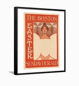 The Boston Sunday Herald Vintage Kunstdruck Poster gerahmt Ostern - Bild 1 von 3