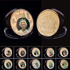 x12 szt. Brytyjska rodzina królewska Pozłacane monety i banknot w witrynie Królowa Książę