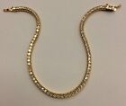 Sterling Silver Women's Gold Plated Cube Style Cubic Zirconia 7" Bracelet 5.4G