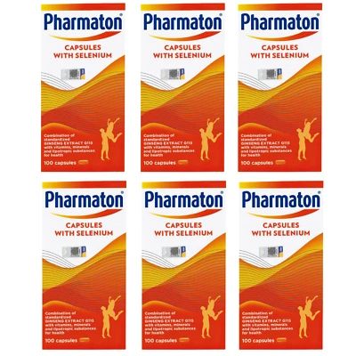 Cápsulas Pharmaton 6 X 100s con extracto de ginseng y potenciador energético de selenio Foto 1 de 4
