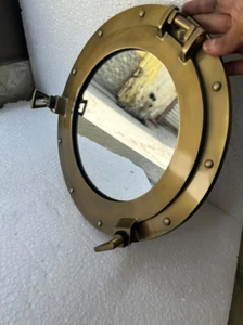 17 " Inch Nautical Brass Porthole Mirror Ship Wall Décor for Bathroom & Bedroom - Picture 1 of 4