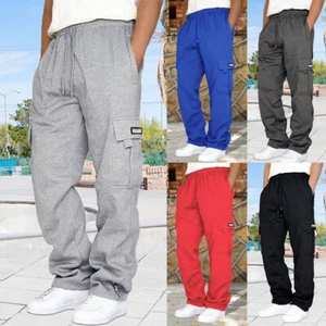 Mens Cargo Tracksuit Jogging Bottoms Work Trousers & Knee Pad Pockets JOGGER UK - Picture 1 of 27