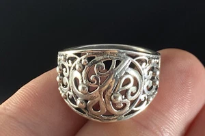 Vintage 925 florale Herzen filigran Ring besetzt Größe 9 - Bild 1 von 9