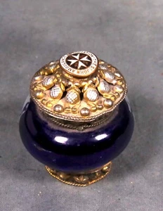 Silver Lid Glass Trinket Box with St John Ambulance - Picture 1 of 1