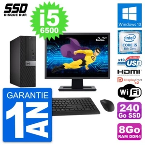 PC Dell 5050 SFF Ecran 22" Intel i5-6500 RAM 8Go SSD 240Go HDMI Windows 10 Wifi - Photo 1/8