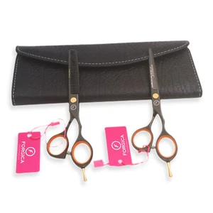 Juego profesional de adelgazamiento de tijera de corte de cabello titanio negro dorado tornillo - Imagen 1 de 1