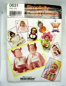 Baby Bibs & Hats Halloween NO SEW Costumes Pattern Uncut Simplicity 0631 - Picture 1 of 5