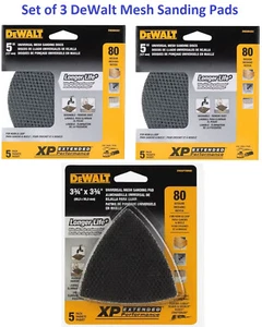 Lot of 3 DeWalt Mesh Sanding Discs Pads 5 Inch 80 Grit 5Pk DWAM4301 DWASPTRIM80 - Picture 1 of 5
