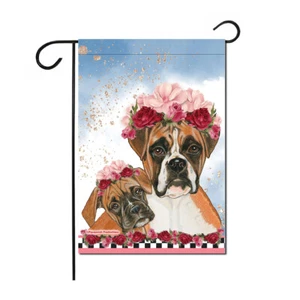 Boxer Floral Garden Flag Double Sided 12 x 17 in. - Picture 1 of 1