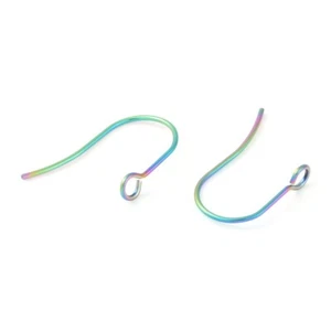 50 pcs 304 Stainless Steel Earring Hooks with Front Loop Hole – 18mm - Rainbow - Picture 1 of 3