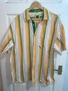 Akademiks Mens Large Yellow/Green/White Short Sleeved Causal Shirt (EX COND) - Picture 1 of 3