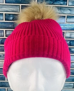 Swiss Tech Beanie Hot Pink Cold Weather Beanie Faux Fur Pom Pom Size S-M/CH-M - Picture 1 of 13