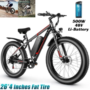 FAT TIRE Electric Bike 500W 48V 13Ah e Bike 26" Mountain Bicycle with LCD 25mph✅ - Picture 1 of 14