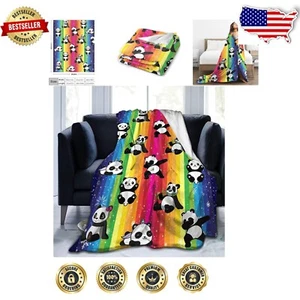 Lightweight Flannel Panda Blanket - Cute Cartoon Throw for Adults & Kids 80"x60" - Picture 1 of 9