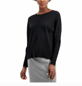 Suéter Top Alfani Negro Profundo Talla Mediana Costura Dolman Manga Alta Baja Nuevo con Etiquetas LE351 - Imagen 1 de 3
