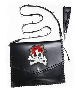 Pristine - Vintage Amy 8 Chan Skull & Crossbones Envelope Bag c.1998 - Bild 1 von 5