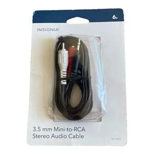 NWT Insignia NS-HZ503 6-foot 3.5mm Mini-to-RCA Stereo Audio Cable Black - Picture 1 of 9