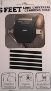 6' Candi Cord Tri-Connector USB Micro Mini Smartphone Charger Poldera Black  NEW - Picture 1 of 12