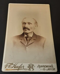 CDV Man Portrait F O Haefer Ishpeming Michigan 4.25 x 6.5 - Picture 1 of 2