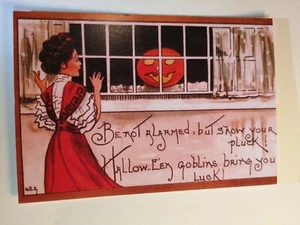 Viktorianische antike HBG 🎃 malerische Halloween festliche Vintage Postkarte - Bild 1 von 3