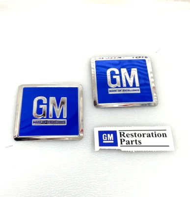 Pontiac 69-72 Gm Embossed Metal Door Jamb Adhesive Decal Badge Foil Sticker Blue - Image 1 of 4