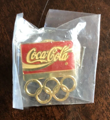 1996 Atlanta Olympics Coca Cola Olympic Rings Pin BRAND NEW NEVER USED - Image 1 of 2