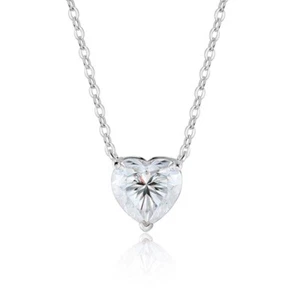 4ct D Heart Cut Moissanite Pendant Necklace 925 Sterling Silver 18K Gold Plated - Picture 1 of 13