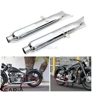 2PCS Fishtail Retro Exhaust Muffler Pipes For BMW K750 M1 M72 R71 R12 Dnepr MT12 - Picture 1 of 9