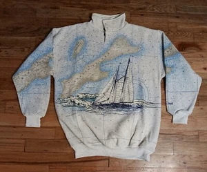 Vintage Oregon Coast Sailboat Sweatshirt Deadstock Sweater Shirt ocean beach - Bild 1 von 9