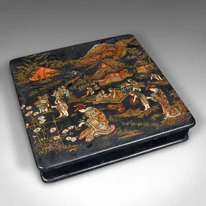 Antique Presentation Box, Japanese, Lacquered, Hand Painted, Oriental, Victorian - Picture 1 of 12