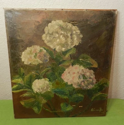 Antique VICTORIAN Era FLOWERS Old STILL LIFE Oil PAINTINGArtist signed GRAVELLE - Image 1 of 4