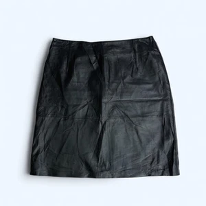 100% Pig Leather Black Short Skirt UK 12 US 8 - Picture 1 of 10