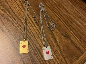 2 Lucky Poker Royal Ace of Heart Anhänger Edelstahl Halskette Kette - Bild 1 von 4