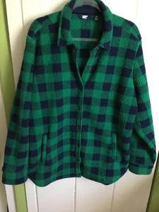 Lands End Women's Size 2X PLUS 20-22 Fleece Jacket Button Up Pockets Relaxed Fit - Picture 1 of 8