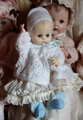 Muñeca bebé Effanbee 1968 vintage 15" goma/vinilo bebida/ojos húmedos para dormir conjunto Foto 1 de 4