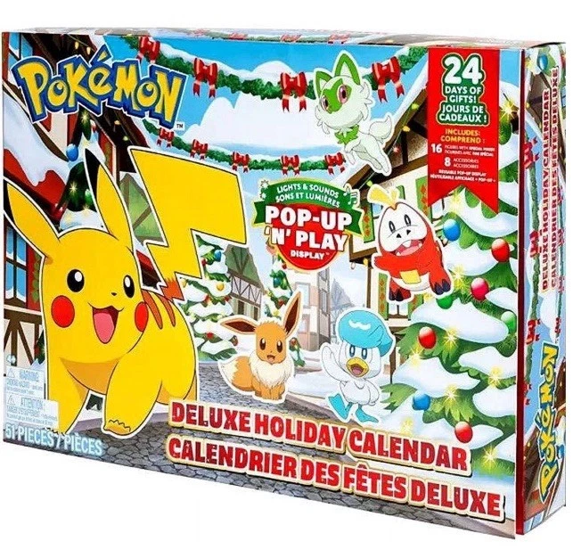 2024 Jazwares Pokemon Deluxe Holiday Calendar Figure Accessories Display Playset