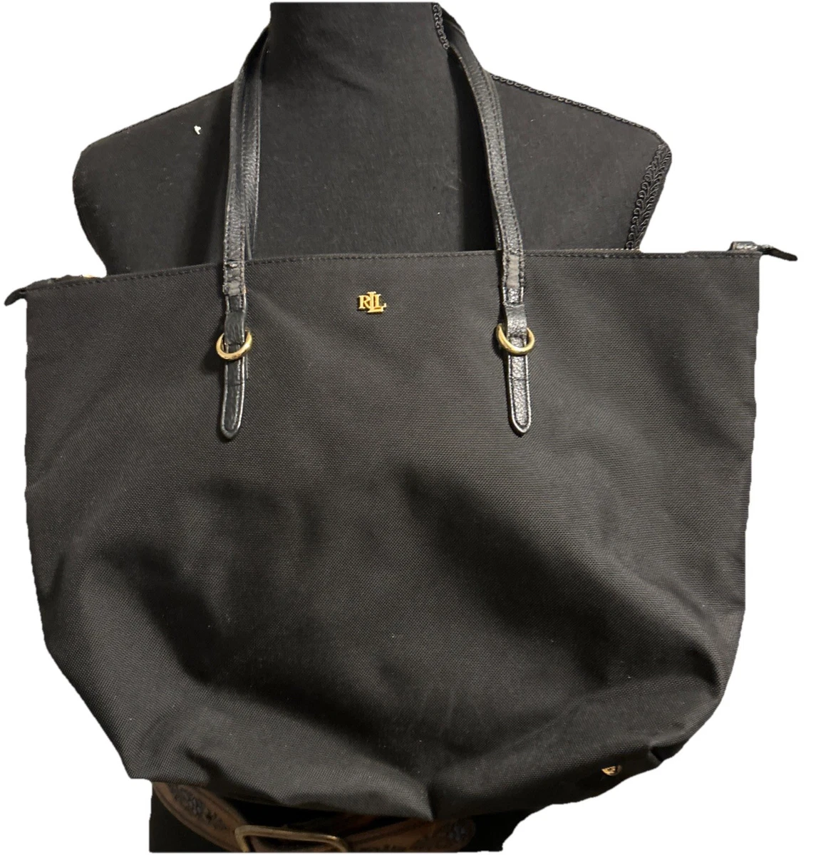 バッグ Lauren Ralph Lauren Black Leather Tote Buy Lauren Ralph Lauren Black Karly Crosshatch Leather Large Tote