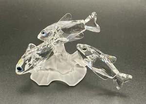 Vintage Swarovski Kristall DREI SÜDSEEFISCHE Figur mit Schwan Logo, Österreich. ANSEHEN** - Bild 1 von 15
